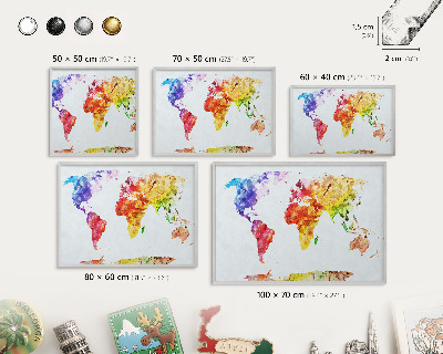 Pizarra para imanes de viajes en color plata Mapa de colores