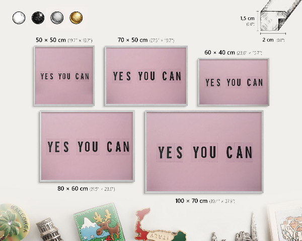 Pizarra para imanes de viajes en color plata Motivación cada día