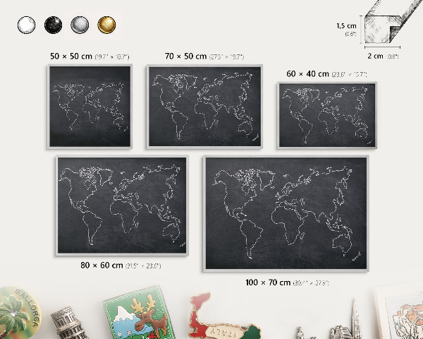 Pizarra para imanes de viajes en color plata Mundo cretácico