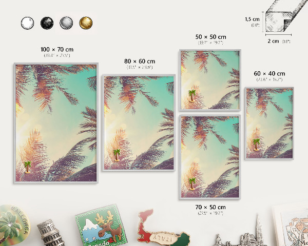 Pizarra para imanes de viajes en color plata Paraíso tropical