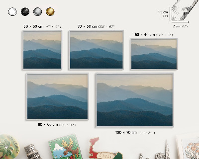 Pizarra para imanes de viajes en color plata Vistas a la montaña