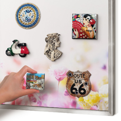 Pizarra magnética para souvenirs de viajes con marco plateado Flores en tonos pastel