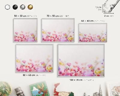 Pizarra magnética para souvenirs de viajes con marco plateado Flores en tonos pastel