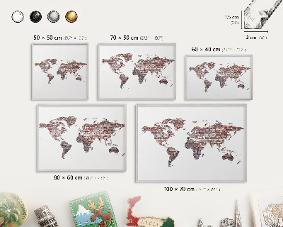 Pizarra para imanes de viajes en color plata Mundo de ladrillos