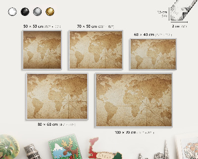 Pizarra para imanes de viajes en color plata Mapa antiguo