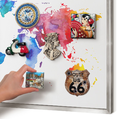 Pizarra magnética para souvenirs de viajes con marco plateado Mapa de colores