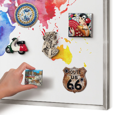 Pizarra magnética para souvenirs de viajes con marco plateado Mapa de colores