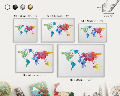 Pizarra magnética para souvenirs de viajes con marco plateado Mapa de colores