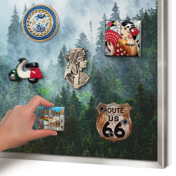 Pizarra para imanes de viajes en color plata Bosque misterioso