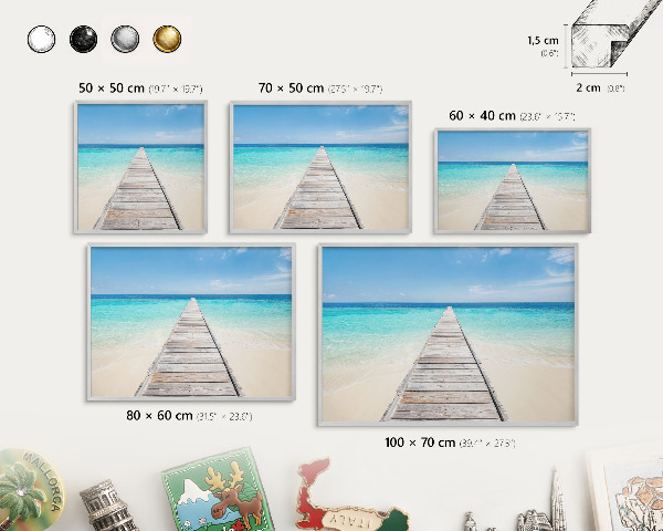 Pizarra para imanes de viajes en color plata Muelle del océano