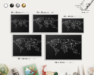 Pizarra para imanes de viajes en color plata Mapa del mundo