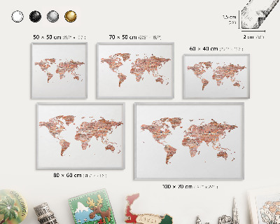Pizarra magnética para souvenirs de viajes con marco plateado Mapa de ladrillos