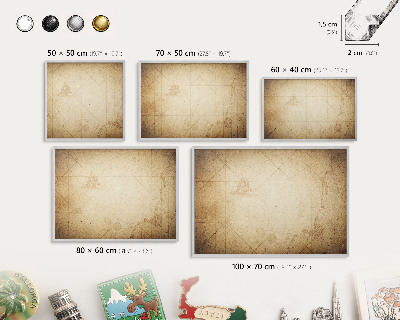 Pizarra para imanes de viajes en color plata Mapa antiguo