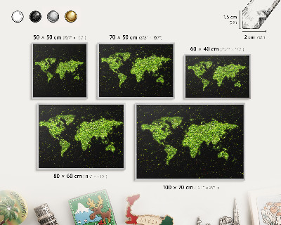 Pizarra para imanes de viajes en color plata Mapa verde