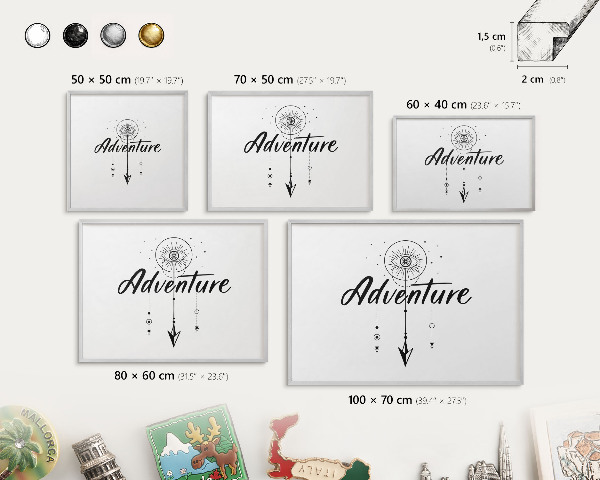 Pizarra para imanes de viajes en color plata Tema de aventuras