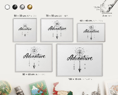 Pizarra para imanes de viajes en color plata Tema de aventuras