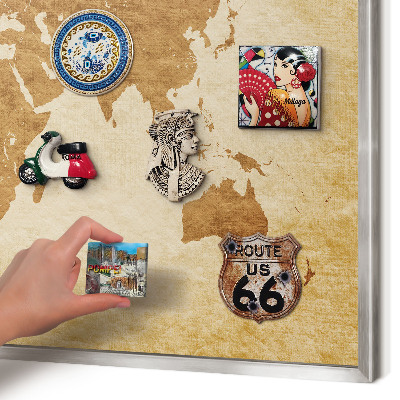 Pizarra magnética para souvenirs de viajes con marco plateado Mapa antiguo