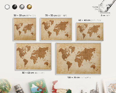 Pizarra magnética para souvenirs de viajes con marco plateado Mapa antiguo