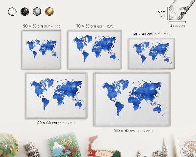 Pizarra magnética para souvenirs de viajes con marco plateado Mapa del mundo