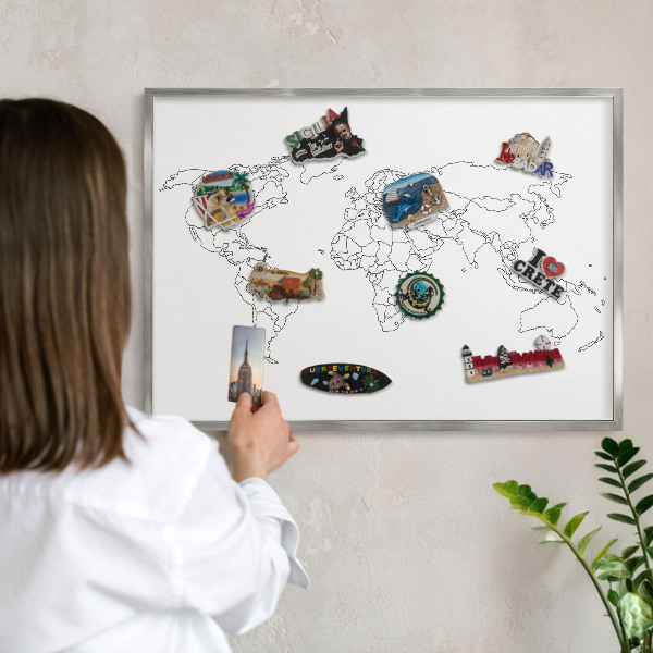 Pizarra para imanes de viajes en color plata Mapa de curvas de nivel