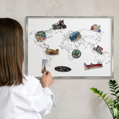 Pizarra para imanes de viajes en color plata Mapa de curvas de nivel