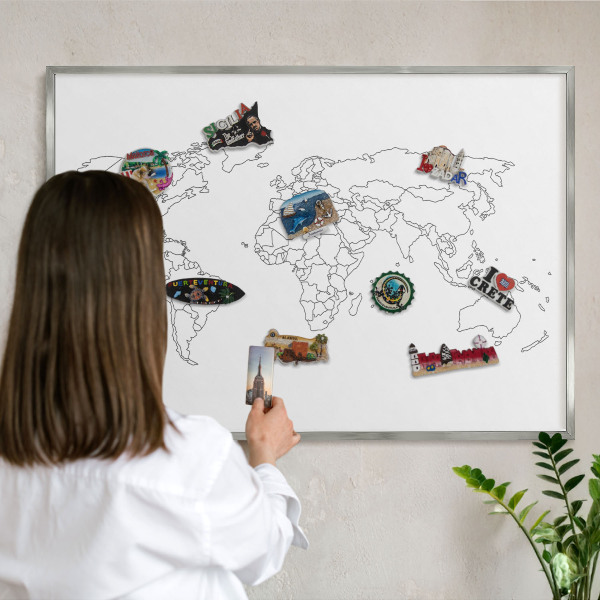 Pizarra para imanes de viajes en color plata Mapa de curvas de nivel