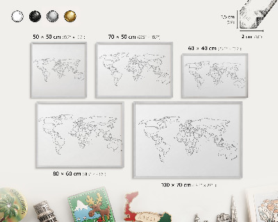 Pizarra para imanes de viajes en color plata Mapa de curvas de nivel