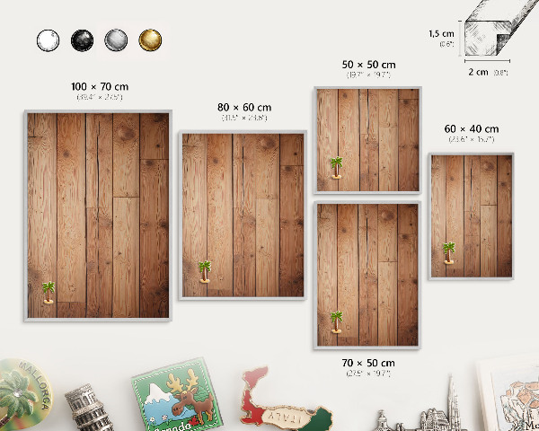 Pizarra para imanes de viajes en color plata Tablas de madera