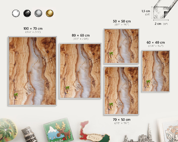 Pizarra magnética para souvenirs de viajes con marco plateado Elegancia de madera