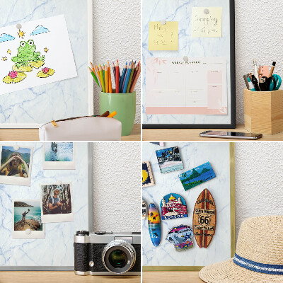 Pizarra para imanes de viajes en color plata Diseño de mármol