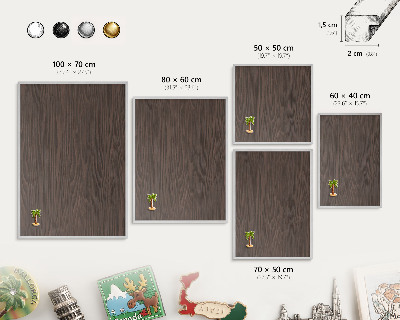 Pizarra para imanes de viajes en color plata Madera natural