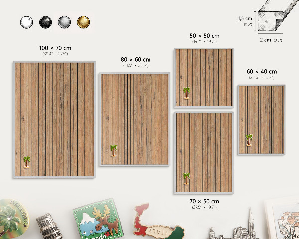 Pizarra magnética para souvenirs de viajes con marco plateado Tablas de madera