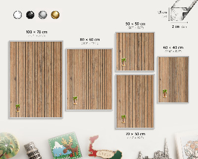 Pizarra magnética para souvenirs de viajes con marco plateado Tablas de madera
