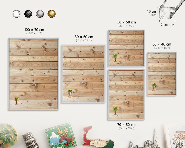 Pizarra magnética para souvenirs de viajes con marco plateado Tablas de madera