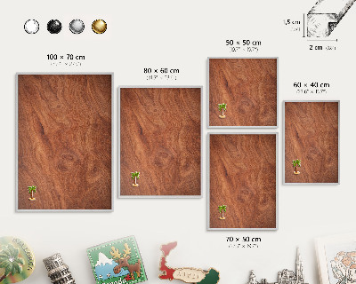 Pizarra magnética para souvenirs de viajes con marco plateado Veta de madera
