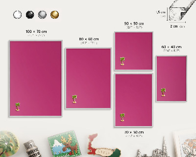 Pizarra para imanes de viajes en color plata Rosa intenso