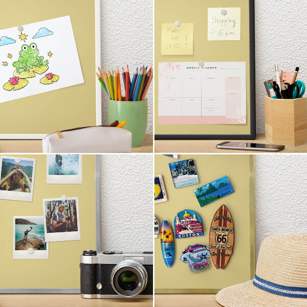 Pizarra para imanes de viajes en color plata Amarillo vintage