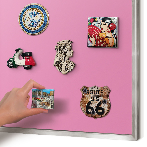Pizarra para imanes de viajes en color plata Rosa frío