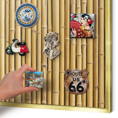 Tablero para imanes decorativo con marco dorado Patrón de bambú
