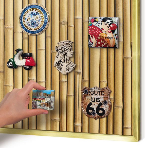 Tablero para imanes decorativo con marco dorado Patrón de bambú
