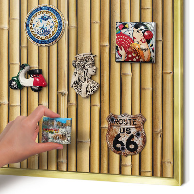 Tablero para imanes decorativo con marco dorado Patrón de bambú