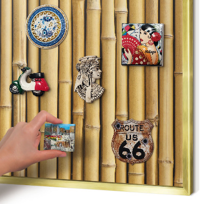 Tablero para imanes decorativo con marco dorado Patrón de bambú