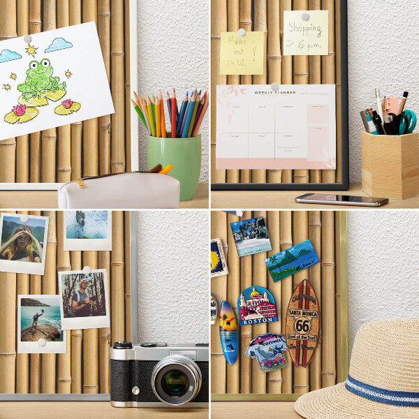 Tablero para imanes decorativo con marco dorado Patrón de bambú