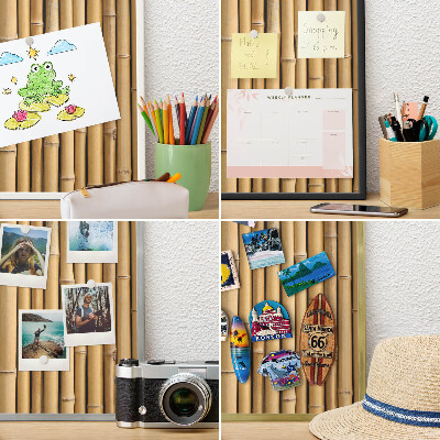 Tablero para imanes decorativo con marco dorado Patrón de bambú