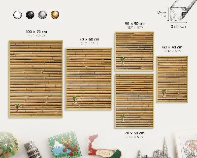 Tablero para imanes decorativo con marco dorado Patrón de bambú
