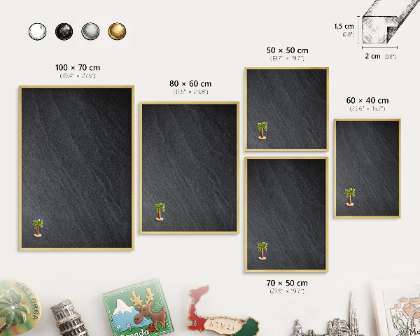 Tablero para imanes decorativo con marco dorado Textura gris