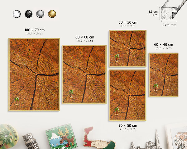 Pizarra magnética de pared en color oro Veta de madera