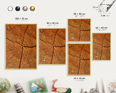 Pizarra magnética de pared en color oro Veta de madera