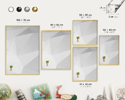 Tablero para imanes decorativo con marco dorado Geometría blanca