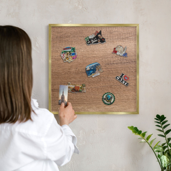 Pizarra magnética de pared en color oro Textura de madera